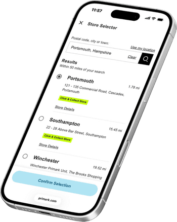 Choosing Primark's Portsmouth store as your collection location